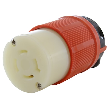 Ac Works Locking Connector, L16-20R, 20 A, 480V AC, Three Phase, Orange ASL1620R